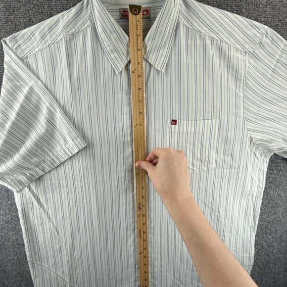 Quiksilver Short Sleeve Cotton Polyester XL Point Striped Blue Button Up Pocket - Picture 4 of 16